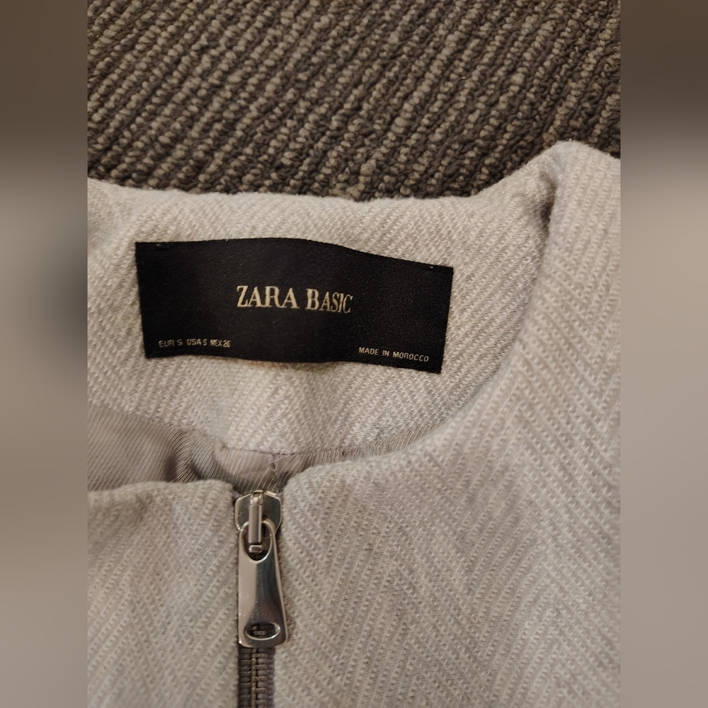 Zara Taupe Zip-Front Longline Coat - Picture 4 of 5